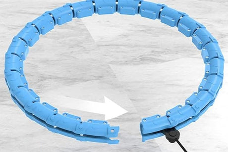 32 Section Weighted Hula Hoop with Massage Rollers - Blue