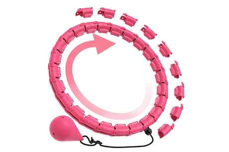 32 Section Weighted Hula Hoop with Massage Rollers - Pink