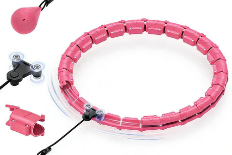 32 Section Weighted Hula Hoop with Massage Rollers - Pink