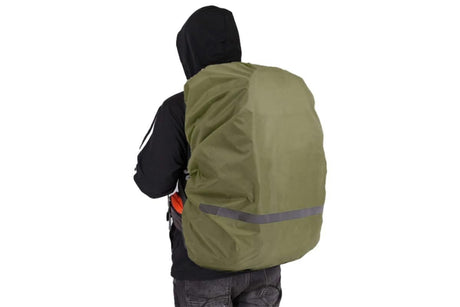 High-Visibility Backpack Rain Cover with Reflective Strip Water-Resistant Outdoor Night Travel Bag Cover -Army Green / S