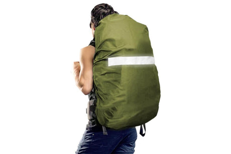 High-Visibility Backpack Rain Cover with Reflective Strip Water-Resistant Outdoor Night Travel Bag Cover -Army Green / S