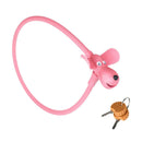 Portable Bike Cable Lock with Silicone Cover, Lightweight Anti-Theft Bicycle Security Lock, Cookie Dog Design - Pink