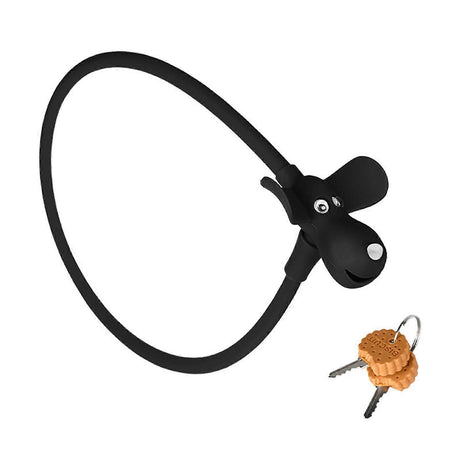 Portable Bike Cable Lock with Silicone Cover, Lightweight Anti-Theft Bicycle Security Lock, Cookie Dog Design - Black