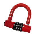 Durability Bike Lock Rusts Resistant Bicycles Lock Multifunction 4 Digits Lock for Bicycles Electric Bike - Red