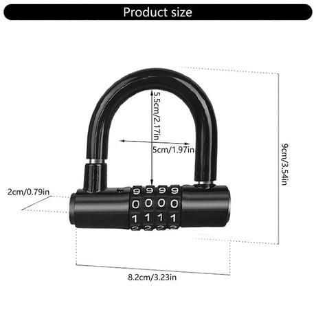 Durability Bike Lock Rusts Resistant Bicycles Lock Multifunction 4 Digits Lock for Bicycles Electric Bike - Red