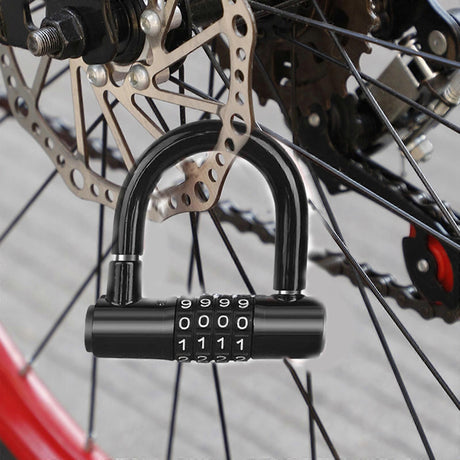 Durability Bike Lock Rusts Resistant Bicycles Lock Multifunction 4 Digits Lock for Bicycles Electric Bike - Black