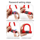 Durability Bike Lock Rusts Resistant Bicycles Lock Multifunction 4 Digits Lock for Bicycles Electric Bike - Black