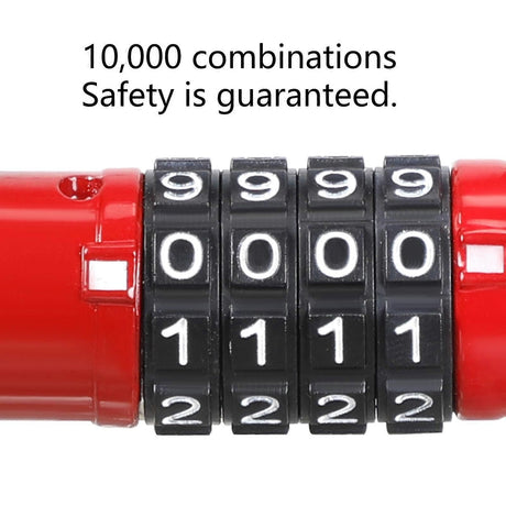 Durability Bike Lock Rusts Resistant Bicycles Lock Multifunction 4 Digits Lock for Bicycles Electric Bike - Black