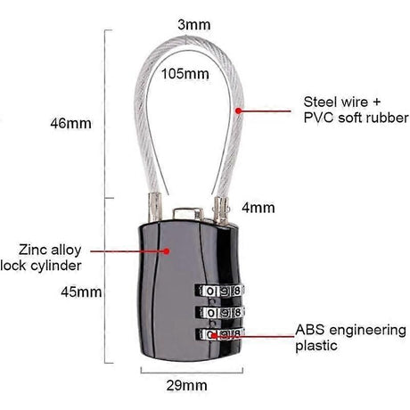 Cable Lock, Retractable Cable Lock, Digital Combination Lock, Bicycle Helmet Lock, Combination Cable Lock, Bicycle Cable Lock, Number Cable Lock, Comb