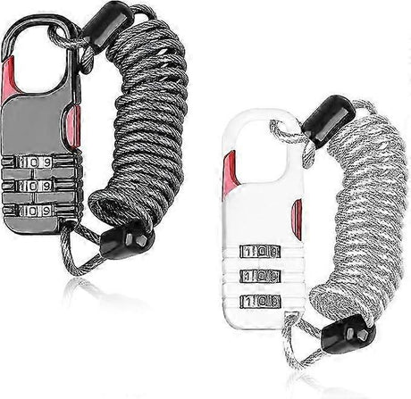 Bicycle Lock, 2 Pieces Portable Bicycle Lock Chain Password Combination Security Lock Anti-Theft Resettable 3 Digit Lock for Motorcycle Helmet Scooter