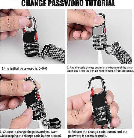 Bicycle Lock, 2 Pieces Portable Bicycle Lock Chain Password Combination Security Lock Anti-Theft Resettable 3 Digit Lock for Motorcycle Helmet Scooter