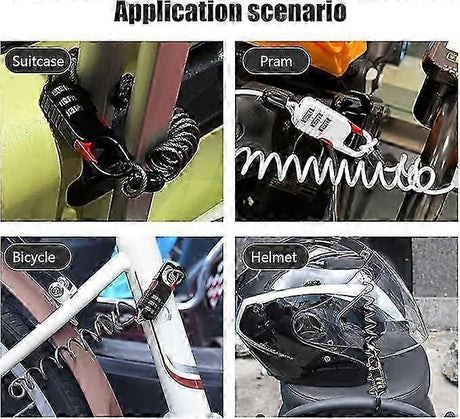Bicycle Lock, 2 Pieces Portable Bicycle Lock Chain Password Combination Security Lock Anti-Theft Resettable 3 Digit Lock for Motorcycle Helmet Scooter