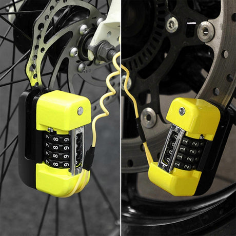 4-Digit Combination Disc Brake Lock, Portable Anti-Theft Security Lock for Motorcycle, Bicycle and Scooter - Blue
