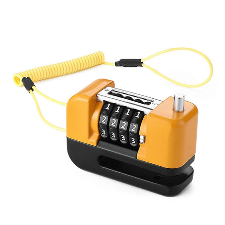 4-Digit Combination Disc Brake Lock, Portable Anti-Theft Security Lock for Motorcycle, Bicycle and Scooter - Orange