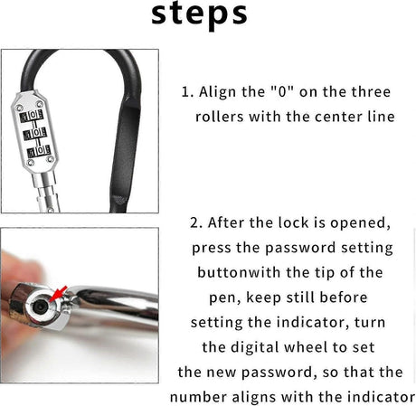 Bike Lock Cable 3 Digit Resettable Combination Cable Lock, Portable Bicycle Code Lock For Outdoor, Small Security Bicycle Lock , For Bike,black