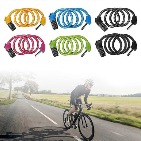 5-Digit Resettable Combination Bike Cable Lock, Self-Coiling Waterproof Anti-Theft Security Lock for Bicycle, Motorcycle, Scooter and Skateboard - Green