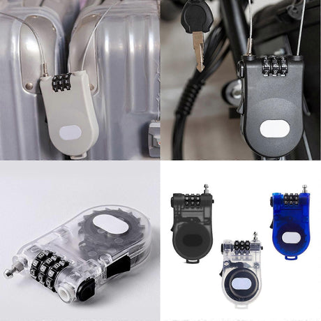Combination Helmet Cable Lock, Portable Security Cable Lock for Motorcycle Helmet, Bicycle Helmet, Backpack and Luggage - Royal Blue