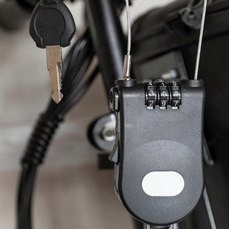 Combination Helmet Cable Lock, Portable Security Cable Lock for Motorcycle Helmet, Bicycle Helmet, Backpack and Luggage - Light Grey