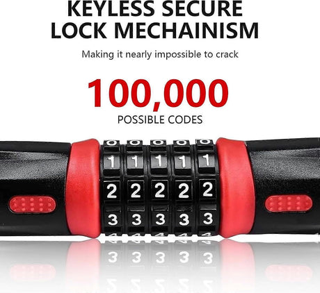 Bike Chain Lock, 5 Digit Combination High Security Bicycle Lock Resettable Heavy Duty Cycling Chain Locks for Bicycle - 0.9m