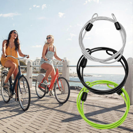 Widely Used Bicycle Lock Double Head Ring Design Anti-theft Security Bicycle Lock Rope for Bike - Black