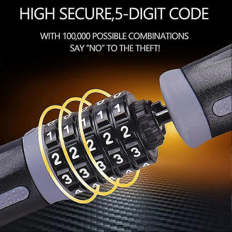 Bike Chain Lock, 5 Digit Combination High Security Bicycle Lock Resettable Heavy Duty Cycling Chain Locks for Bicycle - 1.2m