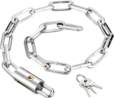 Heavy Duty Bike Chain Lock, Anti-Theft Security Lock for Bicycle, Motorcycle, Gate, Fence and Outdoor Use - 1.2m