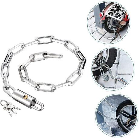 Heavy Duty Bike Chain Lock, Anti-Theft Security Lock for Bicycle, Motorcycle, Gate, Fence and Outdoor Use - 1.2m
