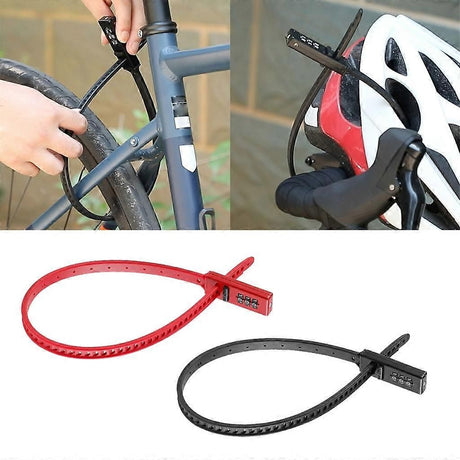 Bicycles Combination Lock, Lock for Road Bicycles Lock Zips Tie Lock Cable Lock - Red