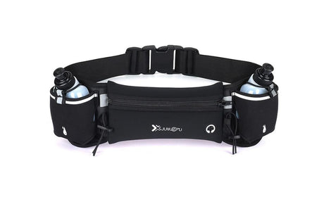 Hydration Running Belt with 2 Water Bottles and Phone Pouch for Marathon Hiking - Green