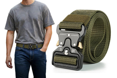 Nylon Tactical Belt Quick-Release for Outdoor Work Daily - Army Green