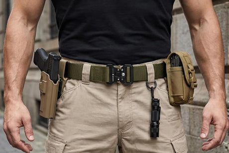 Nylon Tactical Belt Quick-Release for Outdoor Work Daily - Army Green
