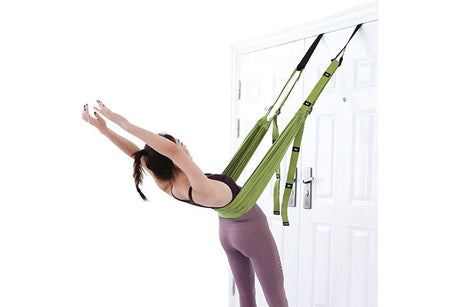Stretching Exercise Belt Ballet Band Leg with Door Anchor Flexibility Trainer for Dance Aerial Yoga Ballet -Green