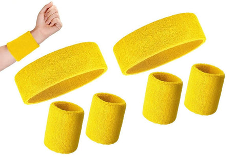 2 Pack Sweatbands Sports Headband for Tennis Badminton Yoga - Yellow