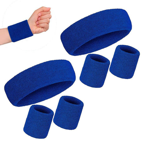2 Pack Sweatbands Sports Headband for Tennis Badminton Yoga - Dark Blue