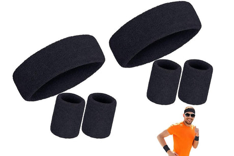 2 Pack Sweatbands Sports Headband for Tennis Badminton Yoga - Dark Blue