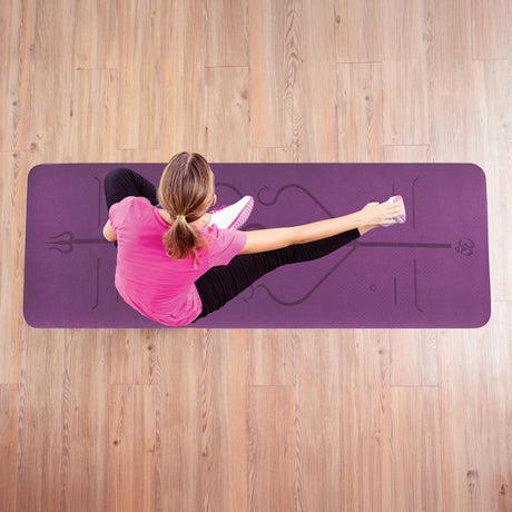 TPE Yoga Mat Exercise Fitness Sport Non Slip Workout Mat with Body Alignment Lines