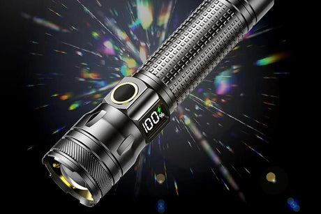 Rechargeable LED Flashlights with Digital Power Display Zoomable High Lumens Bright EDC Flashlight for Outdoor