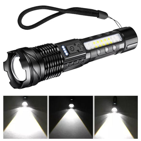 Rechargeable LED Flashlights with Digital Power Display Zoomable High Lumens Bright EDC Flashlight for Outdoor