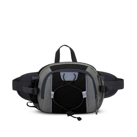 Running Waist Bag with Water Bottle Holder Reflective Strips Multi Pocket Outdoor Sports Fanny Pack - Black