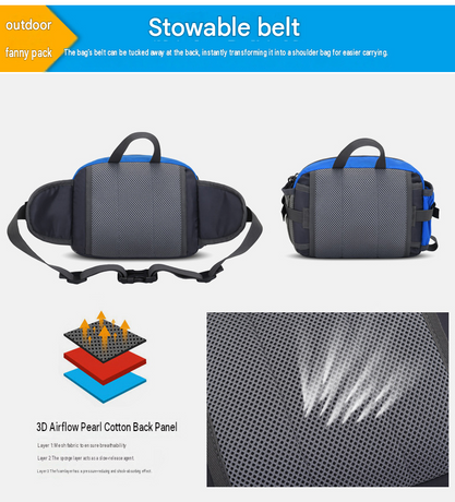 Running Waist Bag with Water Bottle Holder Reflective Strips Multi Pocket Outdoor Sports Fanny Pack - Black