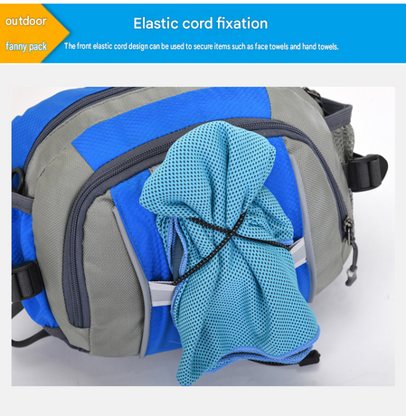 Running Waist Bag with Water Bottle Holder Reflective Strips Multi Pocket Outdoor Sports Fanny Pack - Black