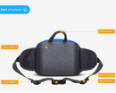 Running Waist Bag with Water Bottle Holder Reflective Strips Multi Pocket Outdoor Sports Fanny Pack - Black