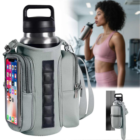 Waterproof Magnetic Bottle Bag, Lightweight Crossbody Shoulder Bag, Portable Water Bottle Holder for Gym & Hiking - Purple