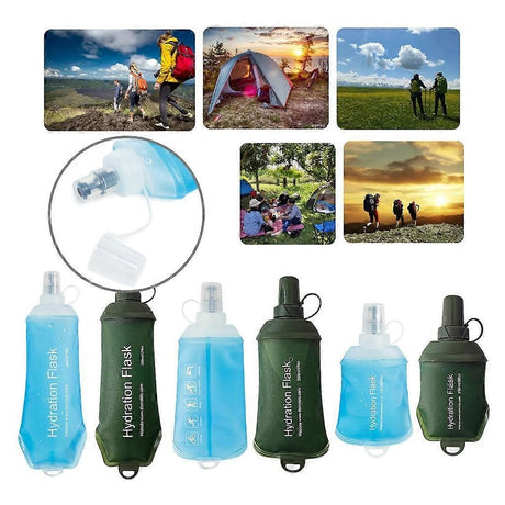 Collapsible Water Bottle Reusable Foldable Roll-Up Bottle Lightweight Space Saving for Hiking Camping Travel Sports Blue - 250ML