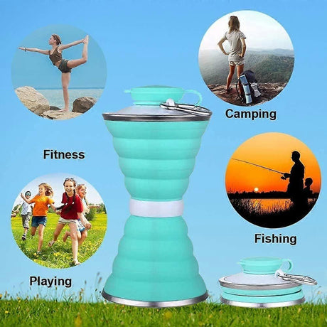Collapsible Water Bottle, 500ml Sport Water Bottle, Foldable Water Bottles For Travel Gym Camping Hiking - Pink