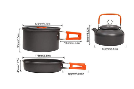 10Pcs Camping Cookware Mess Kit for Outdoor Camping Hiking Picnic -Orange