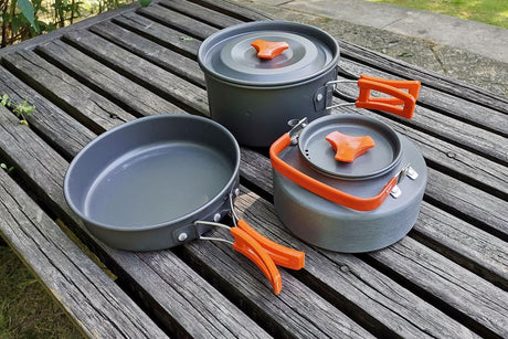 10Pcs Camping Cookware Mess Kit for Outdoor Camping Hiking Picnic -Orange