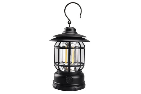 Retro Tent Camping Light Portable Rechargeable Night Lamp Black