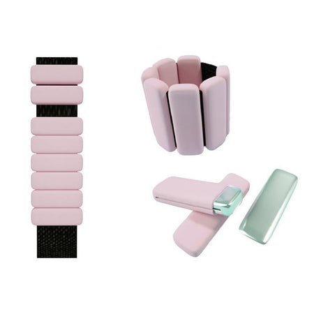 1Pair Adjustable Wrist Ankle Weight Bangles Wearable Fitness Training Bangles - Pink