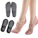 3 Pairs Cross Strap Round Toe Non-Slip Socks for Yoga Pilates and Barre